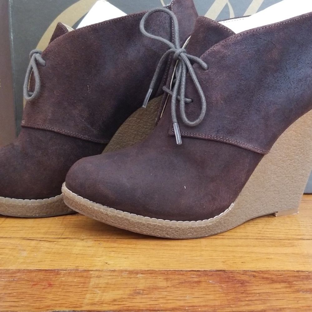 Brown suede booties